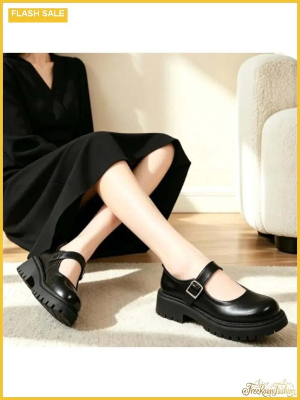 Platform Mary Jane Shoes Women Classic Buckle Strap Oxford Chunky